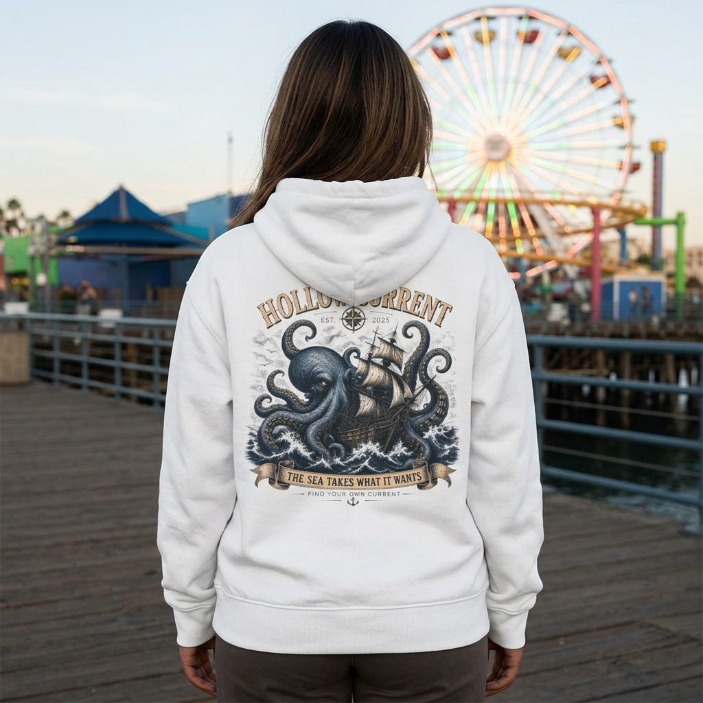 Hollow Current Octopus Ship Hoodie — “The Sea Takes What It Wants”